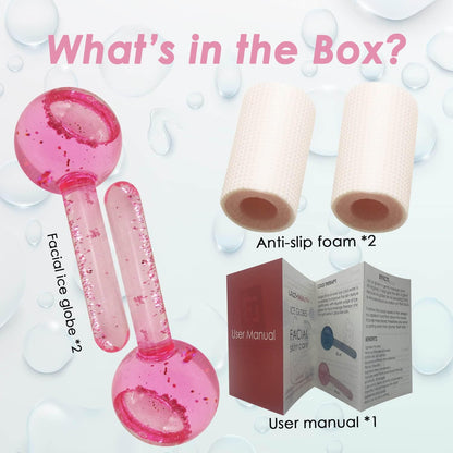 Lazzybeauty Ice Globes for Facial, 2 PCS Cooling Globes Set for Eye & Neck, Cold Glass Ice Roller Ball, Cryo Sticks Face Globes, Tighten Skin, Reduce Puffiness and Dark Circles, Enhance Circulation