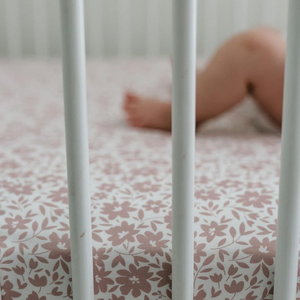 Crib Sheets Neutral - Fitted Baby Crib Sheets Bed for Girl Boy - 2 Pack Standard & Toddler Mattress (Antique Rose) - Buttery Soft Organic Cotton Blend