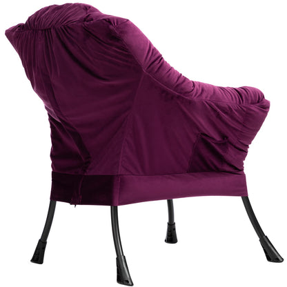 HollyHOME Lazy Chair with Armrest and Side Pocket, Comfy Accent Lounge Chair,Leisure Sofa Armchair for Living Room, Bedroom, Dorm, or Small Spaces, Oversized Reading Sofa Chair,Velvet Deep Purple