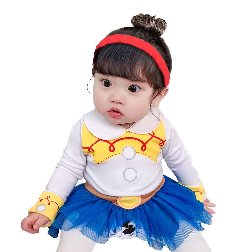 HIHCBF Baby Girls Christmas Halloween Jessie Costume Cowgirl Princess Birthday Bodysuit Romper Tutu Dress w/Headband