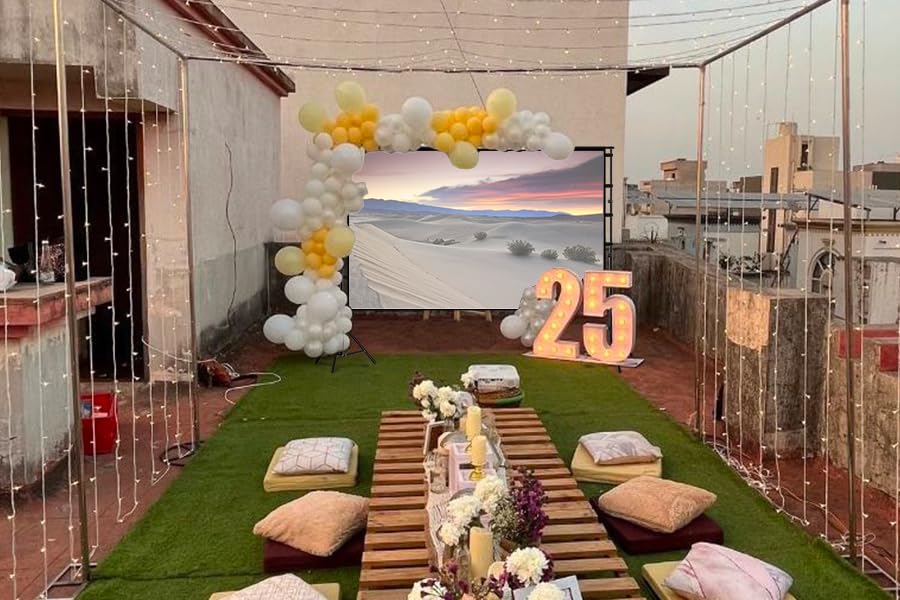 Lejiada 150" Portable Projector Screen with Stand, Foldable & Anti-Crease, HD 4K Movie Screen for Outdoor/Indoor Use, Home Theater, Parties & Business Presentations - Includes Carry Bag