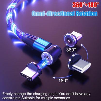EndlesShine Magnetic Charging Cable (3Pack 3 3/6 6/6 6FT) 180° & 360° Rotation Removable 3 in 1 1PINCharge Cable Micro USB iProduct Device LED Light Magnet Android Charger Type C Cable (Blue)
