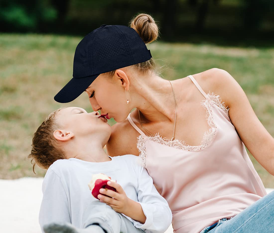 Cross Hat Womens Baseball Cap -Cross Ponytail Black