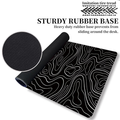 HGWALP Large Gaming TOPO Keyboard Mouse Pad Black Topographic Mouse Pad with Anti-Slip Rubber Base, Extended XXL Long Gaming Mousepad Big Mouse Pads for Desk,31.5 X 11.8 Inch