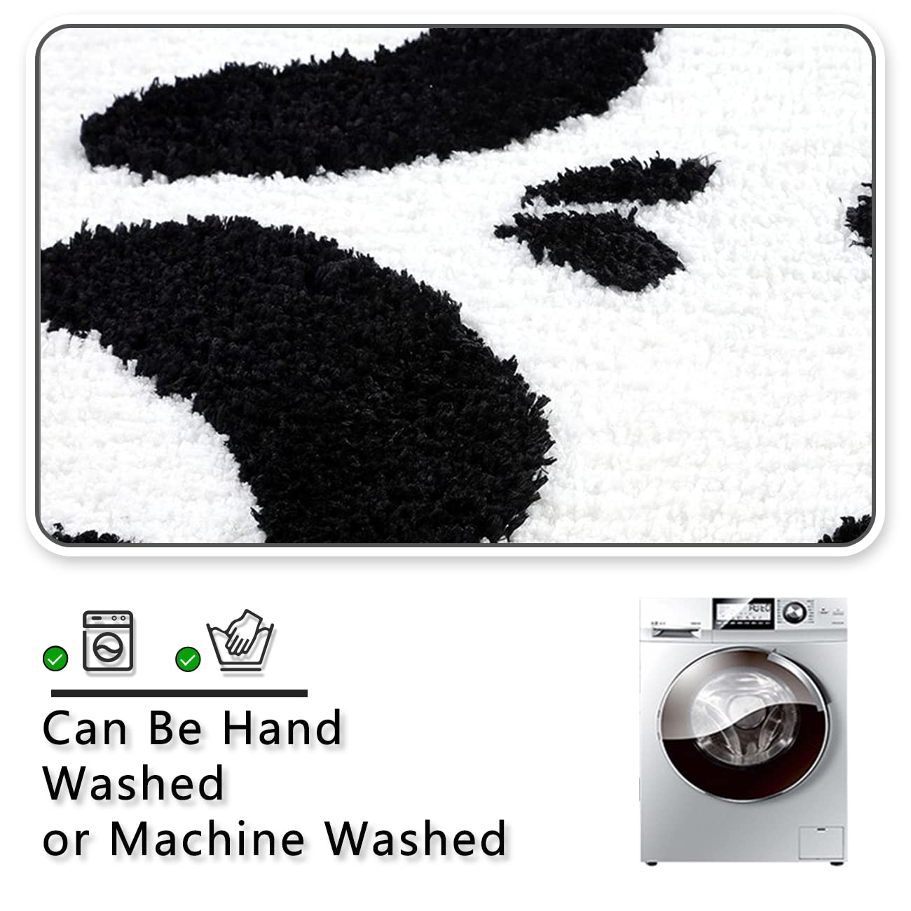 Kaupuar Large Skull Bath Mat Fluffy Black Bath Rugs Soft Plush Non-Slip Bathroom Rug Mats Halloween Decorative Welcome Doormat Washable for Toilet, Bedroom, Living Room, 22" x 43"