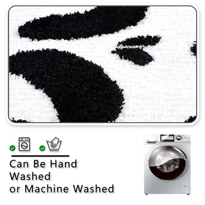 Kaupuar Large Skull Bath Mat Fluffy Black Bath Rugs Soft Plush Non-Slip Bathroom Rug Mats Halloween Decorative Welcome Doormat Washable for Toilet, Bedroom, Living Room, 22" x 43"