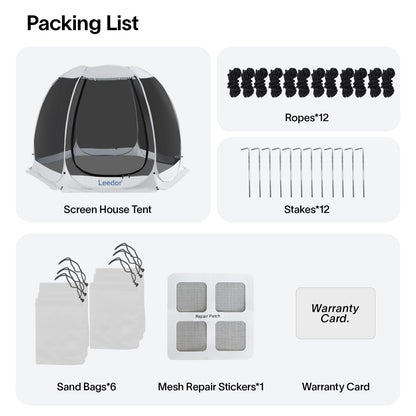 LEEDOR Pop Up Screen House, 4-6 Person Outdoor Screen Tent，Camping Screen Room with Carry Bag, Screen Gazebo with Mosquito Netting, Instant UV Resistant Sun Shelter for Garden, Patio, Backyard 10'x10'