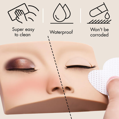Embagol Double Layer Lash Mannequin Head - Realistic Soft-Touch Rubber Head With 2 Layers Replaced Eyelids - Training Makeup Head(1 Pair Removable Eyelids)