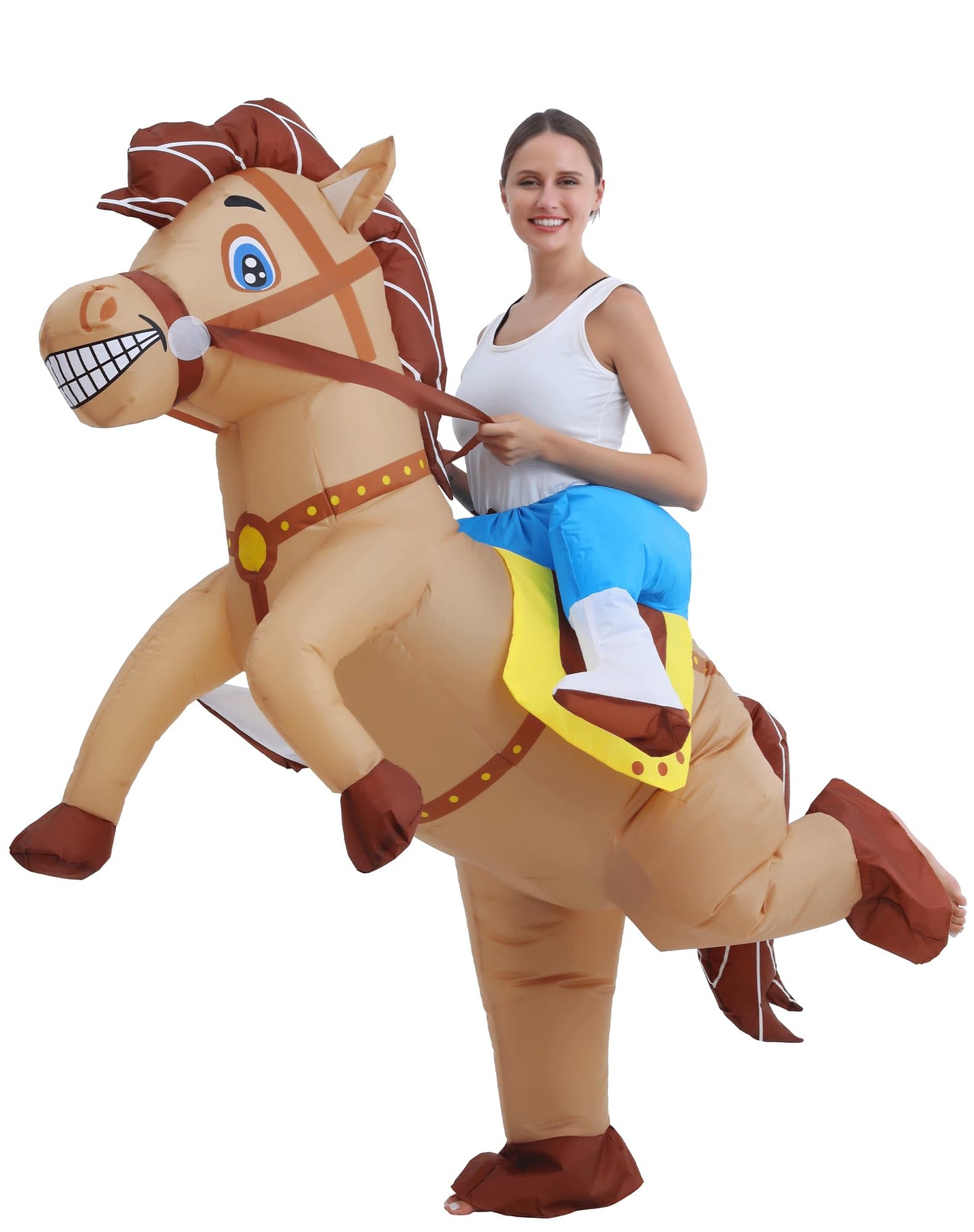 JOYBRO Inflatable Costume Adult, Horse Costume, Funny Cowboy Ride on Horse Suit, Blow up Costumes for Halloween, Masquerade, Carnival, Fasching, Theme Parties, Cosplay, One Size 150–190cm