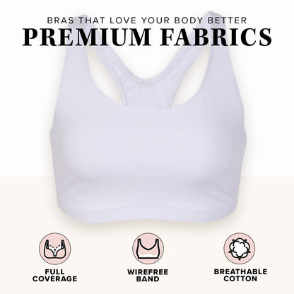 Leading Lady Sports Bra for Women - The Serena Wirefree Sports Bra - White