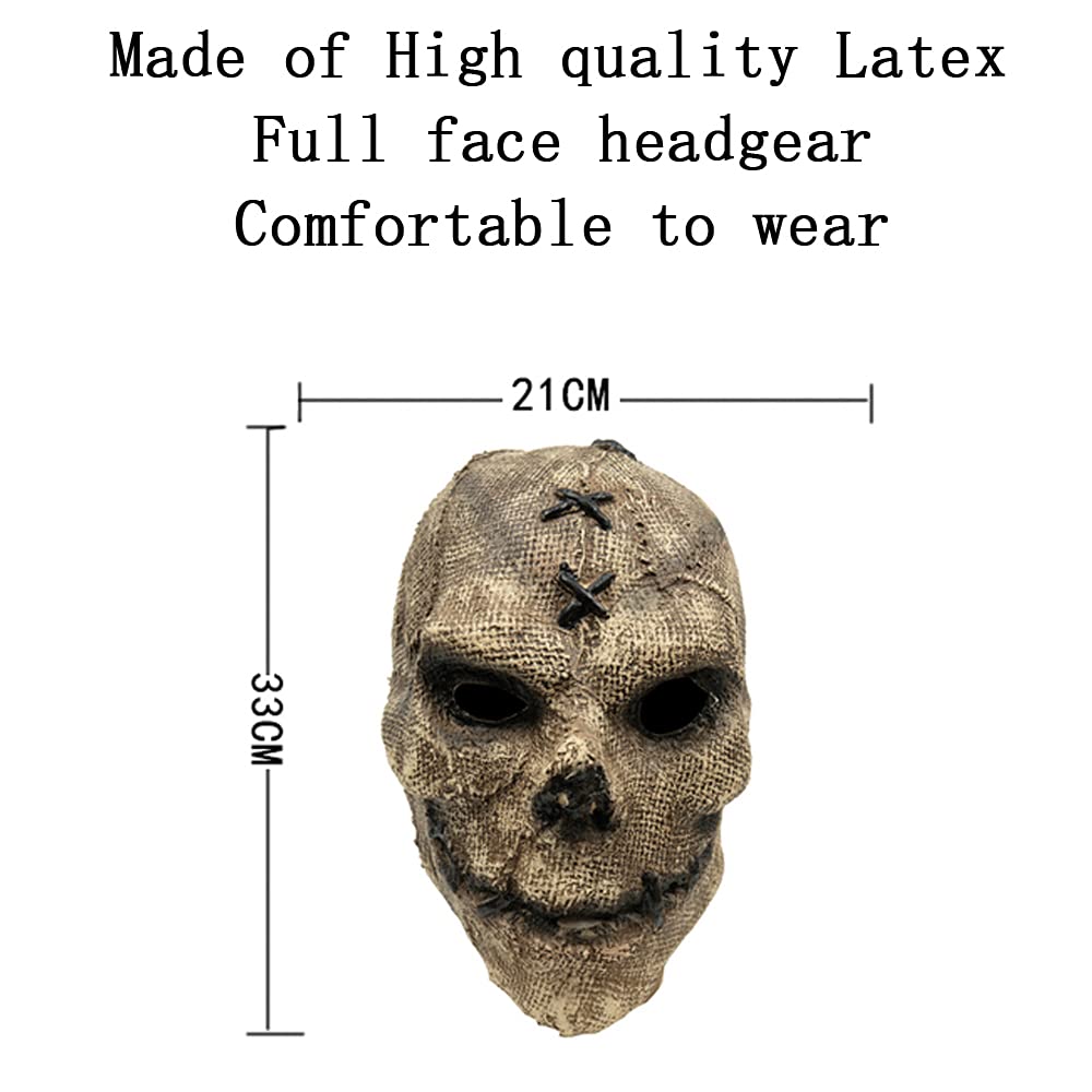 GOODKSSOP Unisex Retro Old Scary Skull Halloween Mask Cosplay Horrible Head Full Face Latex Helmet Creepy Costume Prop for Carnival Themed Party
