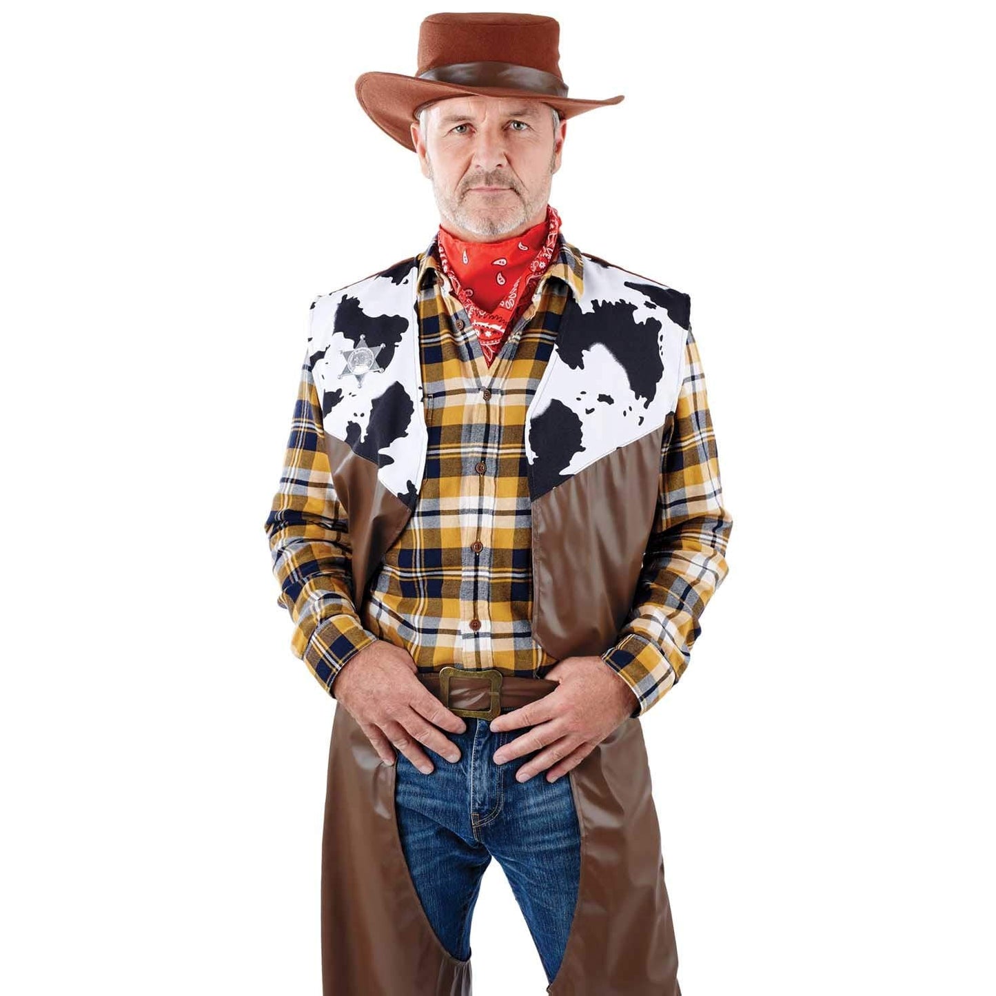 Fun Shack Adult Cowboy Costume for Men, Halloween Cowboy Outfit, Western Costume for Adults, Rodeo Dress-Up, One Size