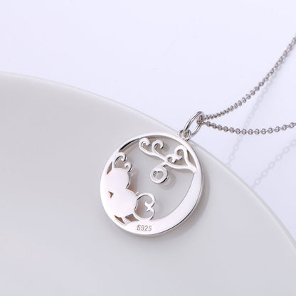 DAOCHONG S925 Sterling Silver Pumpkin and Devil Forest Pendant Necklace for Women 18"