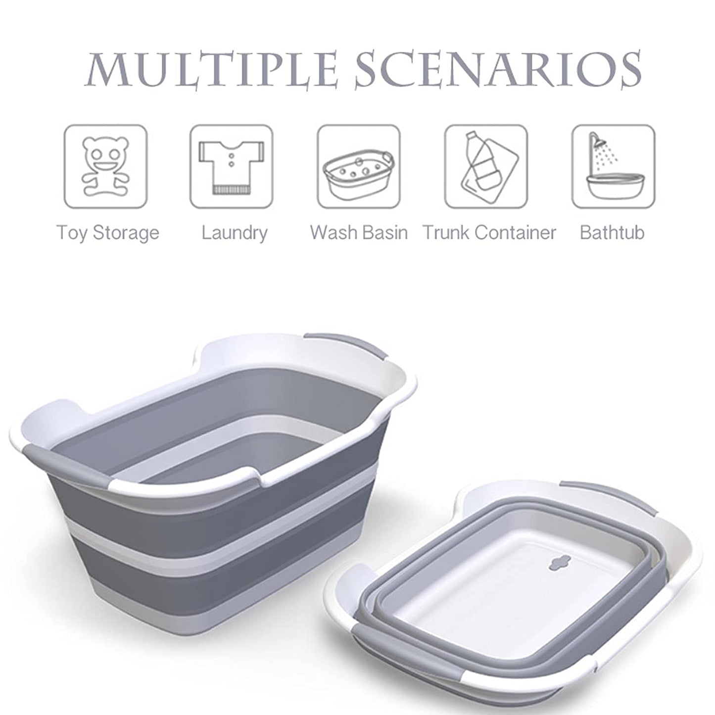 CYANOE Collapsible Pet Bathtub with Water Drain Plug, Foldable Bathtub for Puppy Small Dogs Cats, Portable & Space Saving Design, BPA Free, Grey