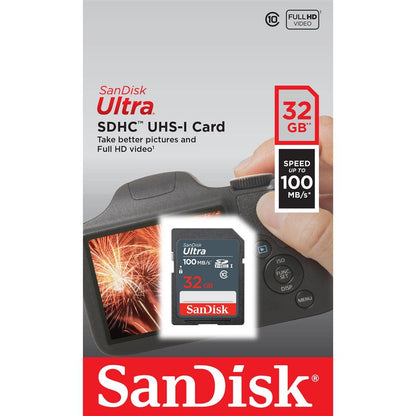 32GB Ultra 100MBs Sandisk SDHC Memory Card