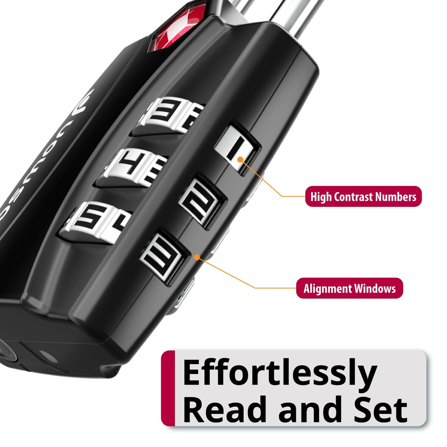 Fosmon TSA Approved Locks for Luggage. Suitcase Locks with Open Alert Indicator, 3 Digit Combination Padlock with Alloy Body for Travel, Backpack Zipper Anti Theft, Locker, Gym, Gun Case, Tent- 4 Pack