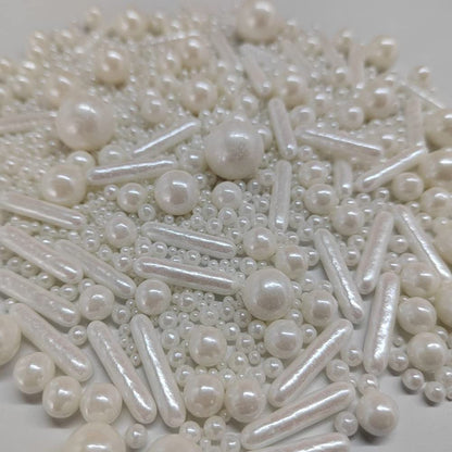 Edible White Pearl Sugar Sprinkles Candy Mix Size Baking Edible Cake Decorations Cupcake Toppers Cookie Decorating Wedding Party Valentine Halloween Christmas Supplies 85g/3oz