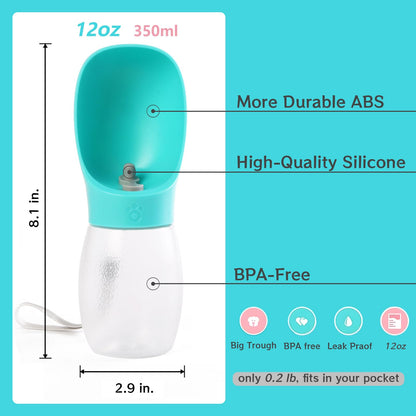 Kalimdor Dog Water Bottle,Leak Proof Portable Puppy Water Dispenser with Drinking Feeder, Dog Walking Accessories for Pets Outdoor Walking, Hiking, Travel, Food Grade Plastic