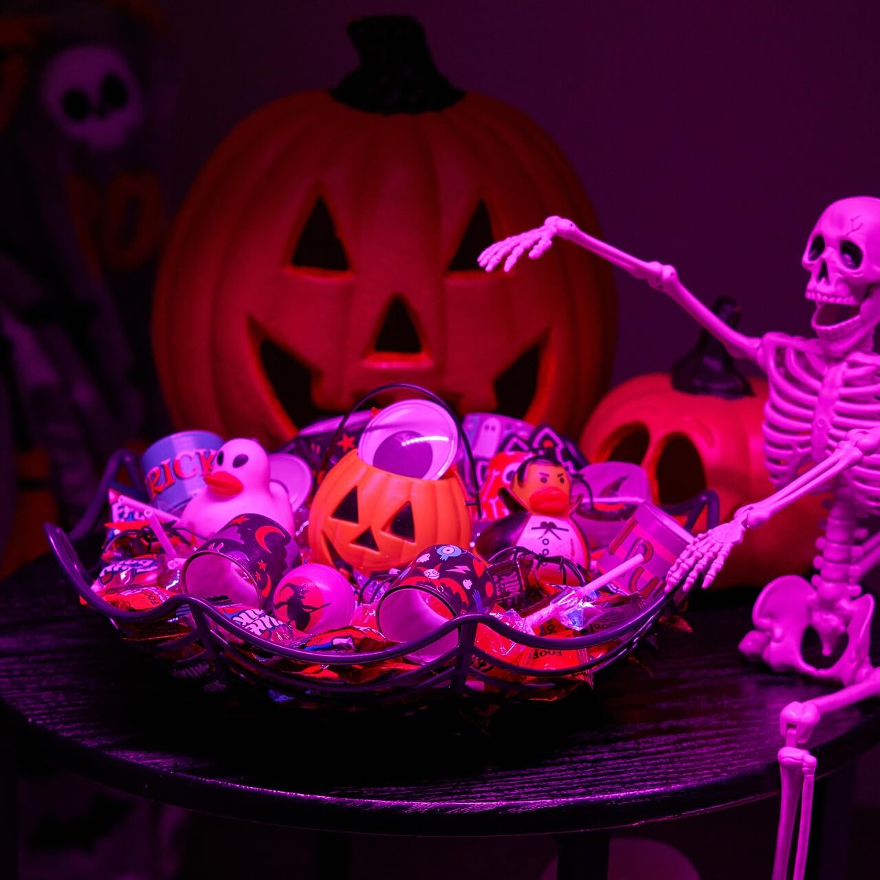 JOYIN 5 Pcs Halloween Candy Bowl Spider Web Trick or Treat Dish Decorations Indoor, Plastic Bowl Party Favors Supplies for Table Desk Haunted House Basket Decor