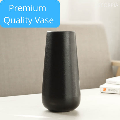 DECORPIA Premium Quality Black Ceramic flower Vase | Home Decor, Vases for Flowers, Farmhouse, Modern, Aesthetic, Bohemian, Pampas Vase