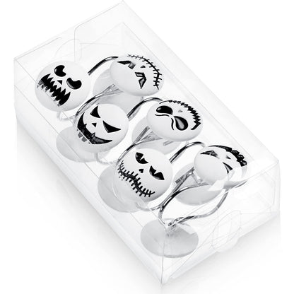 Jetec 12 Pcs Skull Shower Curtain Hooks Halloween Shower Rings Decorative Skeleton Curtain Hook Rings Stainless Steel Bathroom Hooks with Skull Decor for Home Halloween(Cool Style)