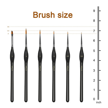 6Pcs Miniature Paint Brushes Set with Triangular Handles - for Acrylics, Oils, Watercolors & Paint by Number, Figurine(Black)