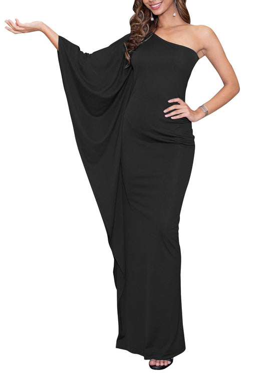 KOH KOH Plus Size Womens Long One Off The Shoulder Evening Cocktail Bridesmaid Wedding Party Tube Guest Summer Formal Flowy Elegant Sexy Gown Gowns Maxi Dress Dresses, Black 3XL 22-24