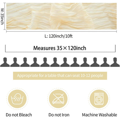 10ft Cream Beige Cheese Cloth Table Runner, 35x120 Inches Ivory Gauze Table Runner Rustic Cream Cheesecloth Table Runner Bulk for Wedding Bridal Shower Decoration, Boho Table Decor