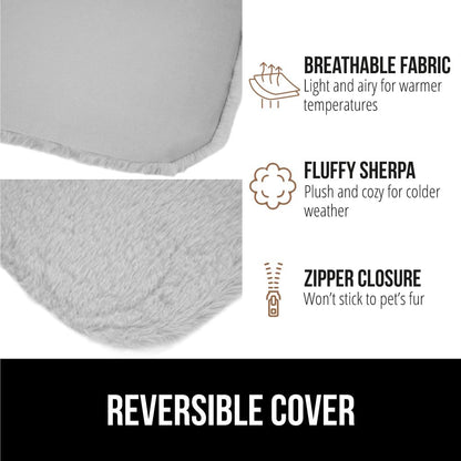 GORILLA GRIP Cat Window Perch, Foldable Cat Window Hammock Bed with 6 Large Suction Cups, Cordless Indoor Wall Shelves, Strong Metal Frame Holds 40lbs, Reversible Washable Sherpa Cover, Large Gray