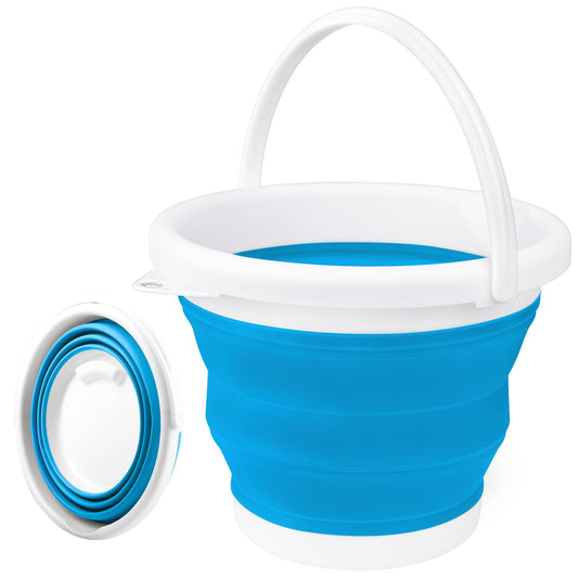 10L Collapsible Mop Bucket with Handle for Cleaning, Portable Car Wash Bucket Garden Cleaning Supplies, Ice Buckets for Parties Camping Fishing, Foldable Wash Basin Tub RV Accessories Household Use