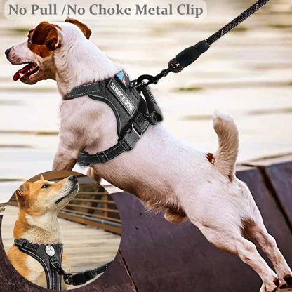 Cymiler Service Dog Vest,No-Pull Dog Harness and Leash Set,Adjustable Oxford Reflective Service Dog Vest Harness with Handle for Outdoor Walking Training,Easy Control for Small Medium Large Dogs