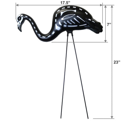 GIFTEXPRESS 2-Pack Halloween Black Flamingo Skeleton, Zombie Flamingos, Skull Flamingo with Stakes for Halloween Lawn Ornaments, Spooky Graveyard Decorations