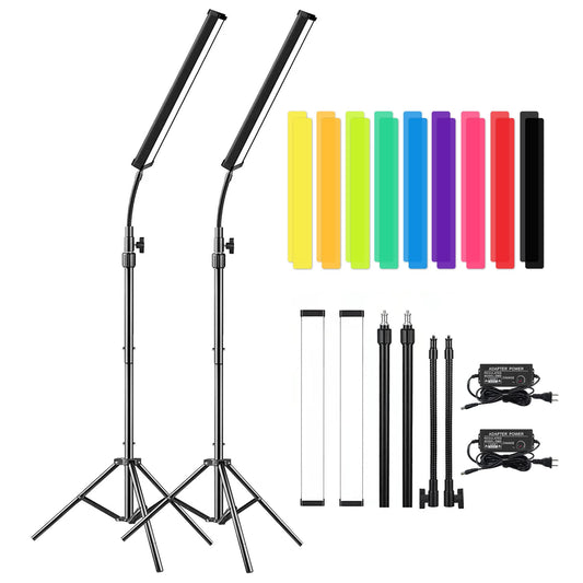 LED Video Light Stick Wand Kit-Photography Lighting with Adjustable Tripod Stand, 9 Color Filters, Gepege 2 Packs 5600K Dimmable Portable Video Studio Lighting for Live Streaming/Portrait/Vlog