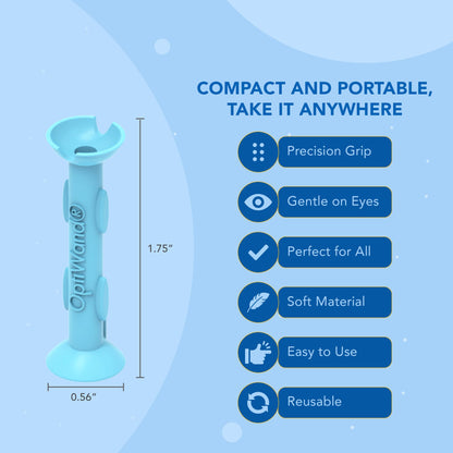 OptiWand - Portable Soft Contact Lens Removal & Insertion Tool - Silicone Rubber Eye Lens Inserter & Remover Device with Pincher End & Finger Grips - Safe & Easy to Use, Travel Size – 1.75"