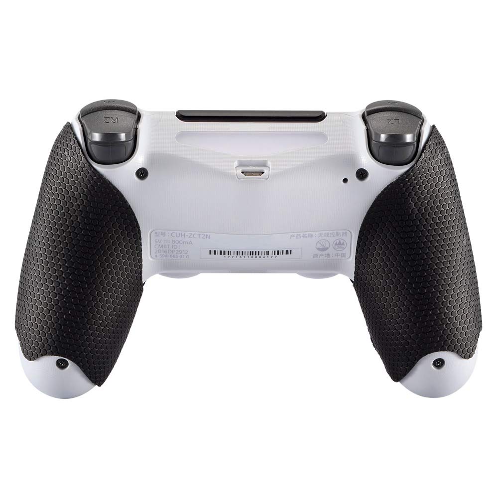 eXtremeRate Black Anti-Skid Sweat-Absorbent Controller Grips for ps4 Controller, Professional Textured Soft Rubber Handle Grips for ps4 Slim Pro Controller - Improve The Grip and Comfort