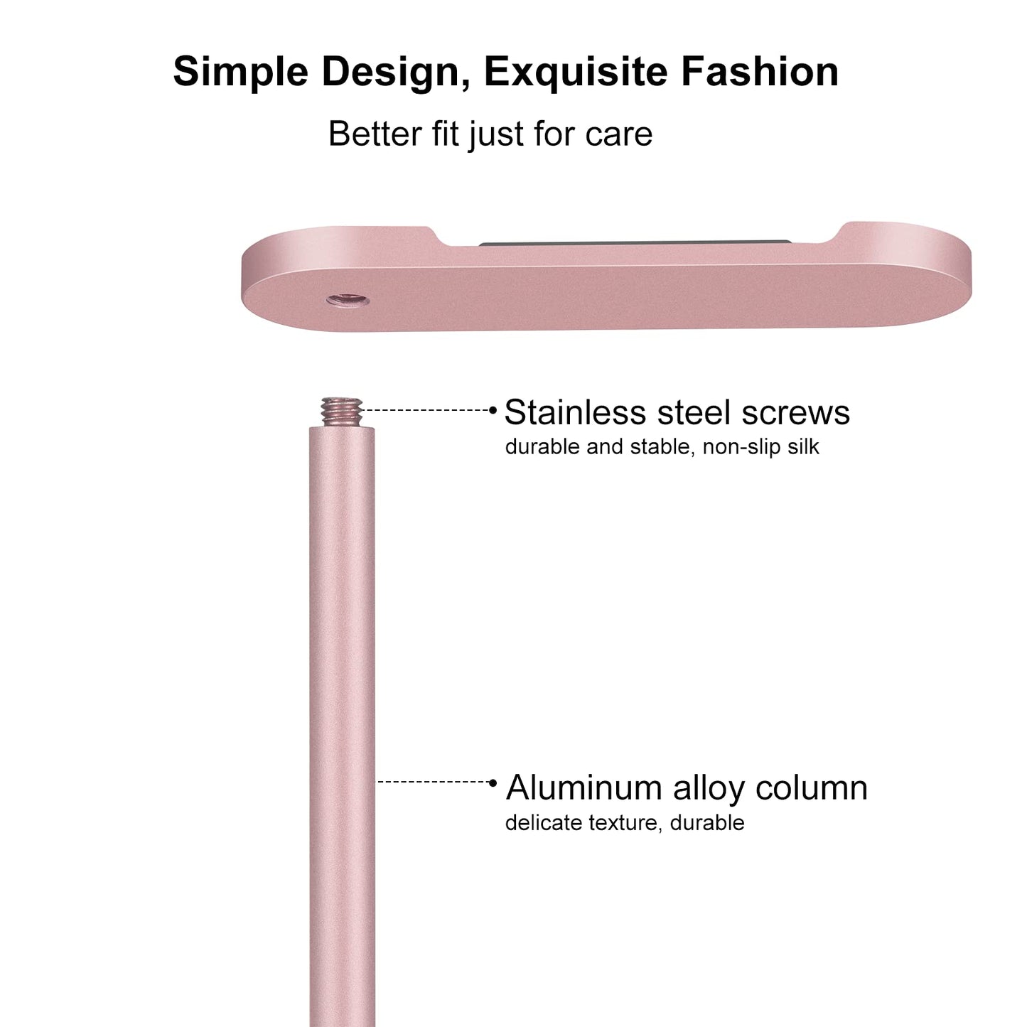 Headphone Stand Aluminum, Headset Holder with Solid Metal Base for Desk, Compatible with Most Headphones (Rose Gold)