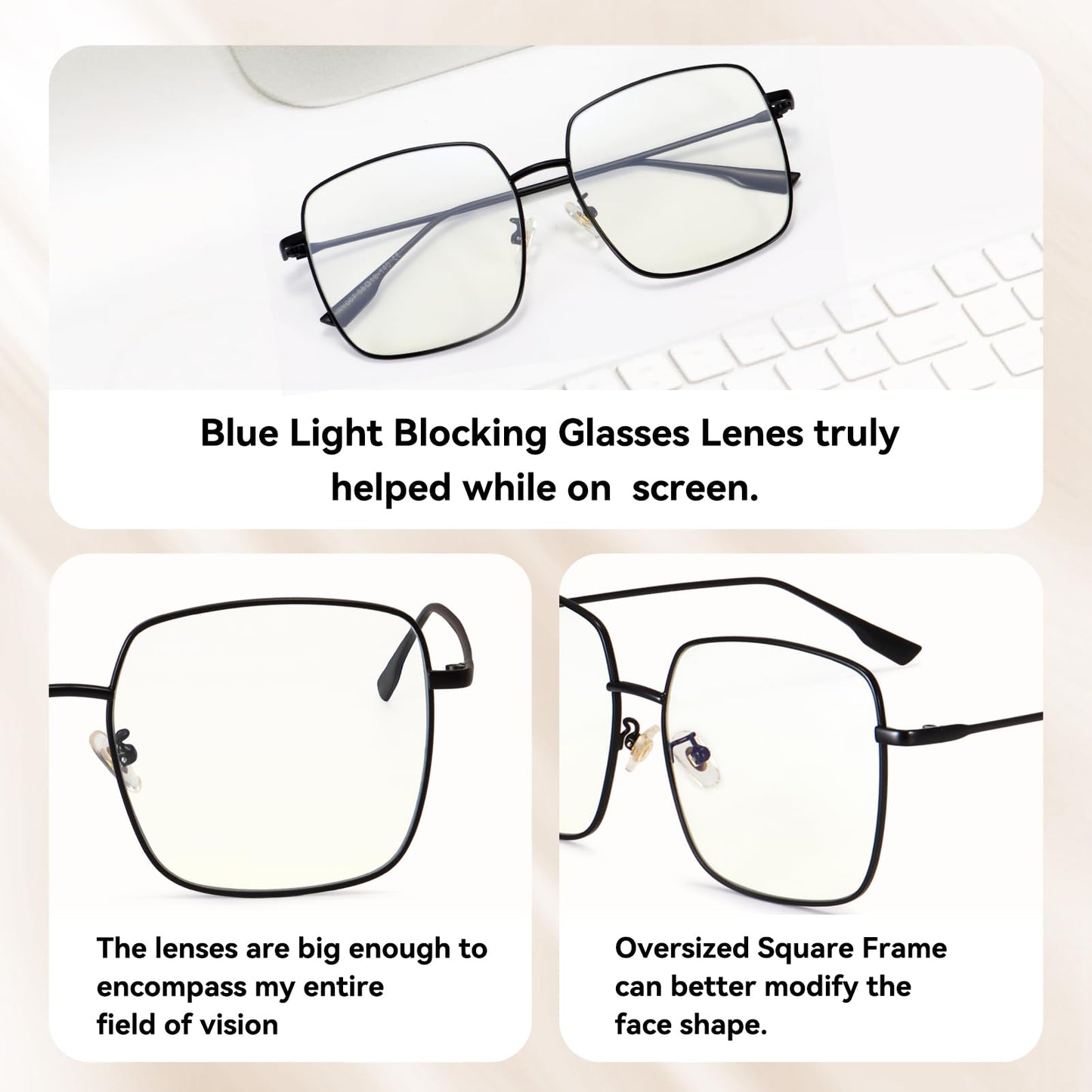 Dollger Blue Light Blocking Glasses women Anti Glare UV Filter Computer Gaming Glasses Retro matal square Eyeglasses Frame BLACK And Gold