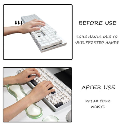 Clear Gel Wrist Rest for Keyboard and Mouse, Green Silicone Mouse Wrist Rest Set, Cute Ergonomic Wrist Rest for Keyboard 60%/75%(Green)