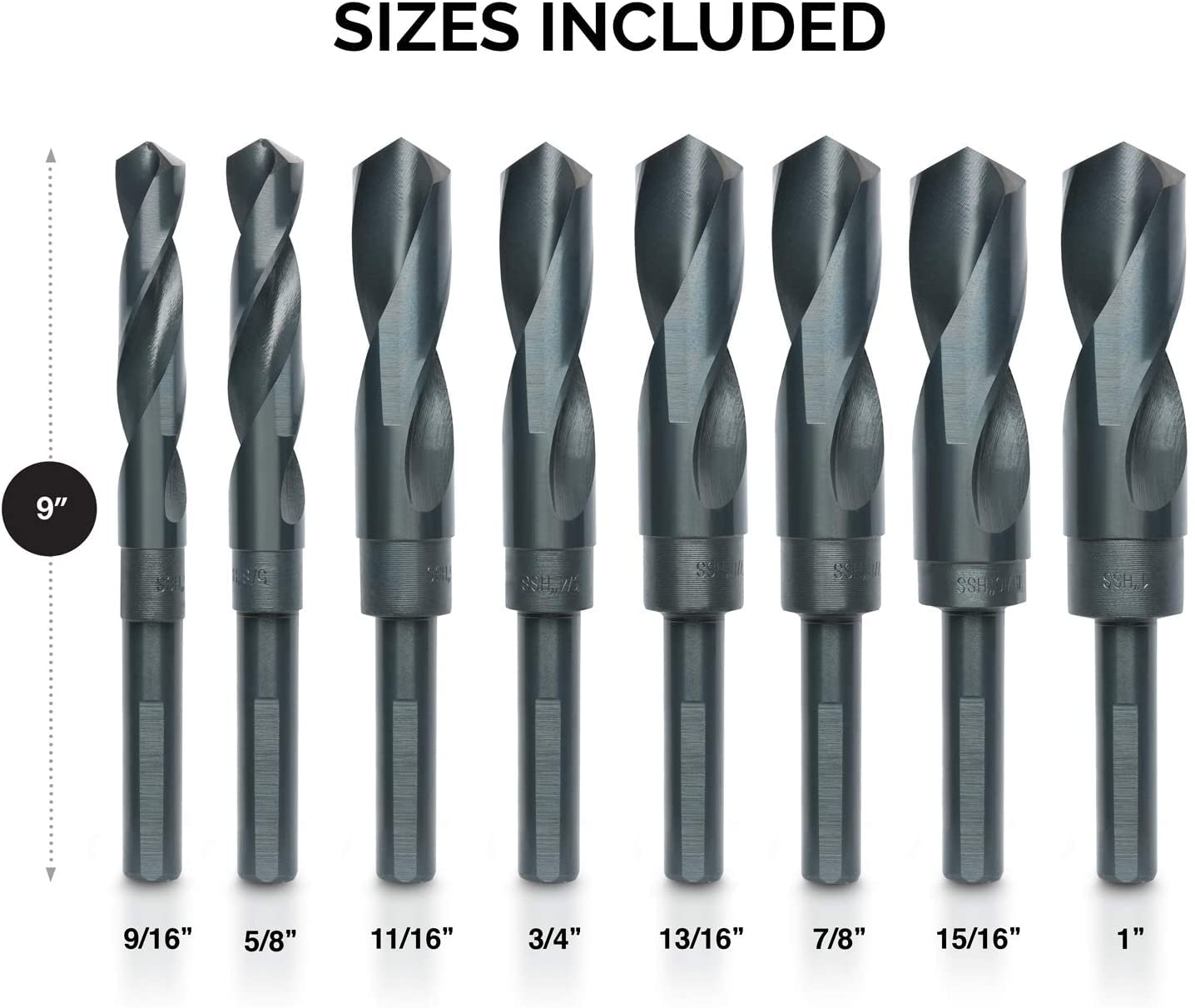 Hiltex 10005 HSS Silver and Deming Industrial Drill Bit Set (8 Pieces), 1/2" (1)