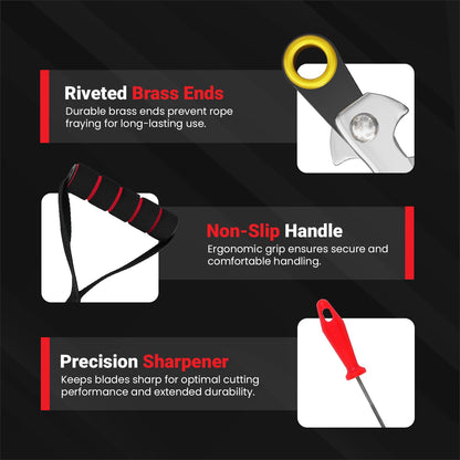 55 Inch High Limb Rope Saw – 360 Rope Chain Saw for Manual Tree Limb Cutting – Sharp Hand Chainsaw with Dual-Sided Blades – Fast and Easy Pocket Chainsaw with Ergonomic Handles and Carrying Case