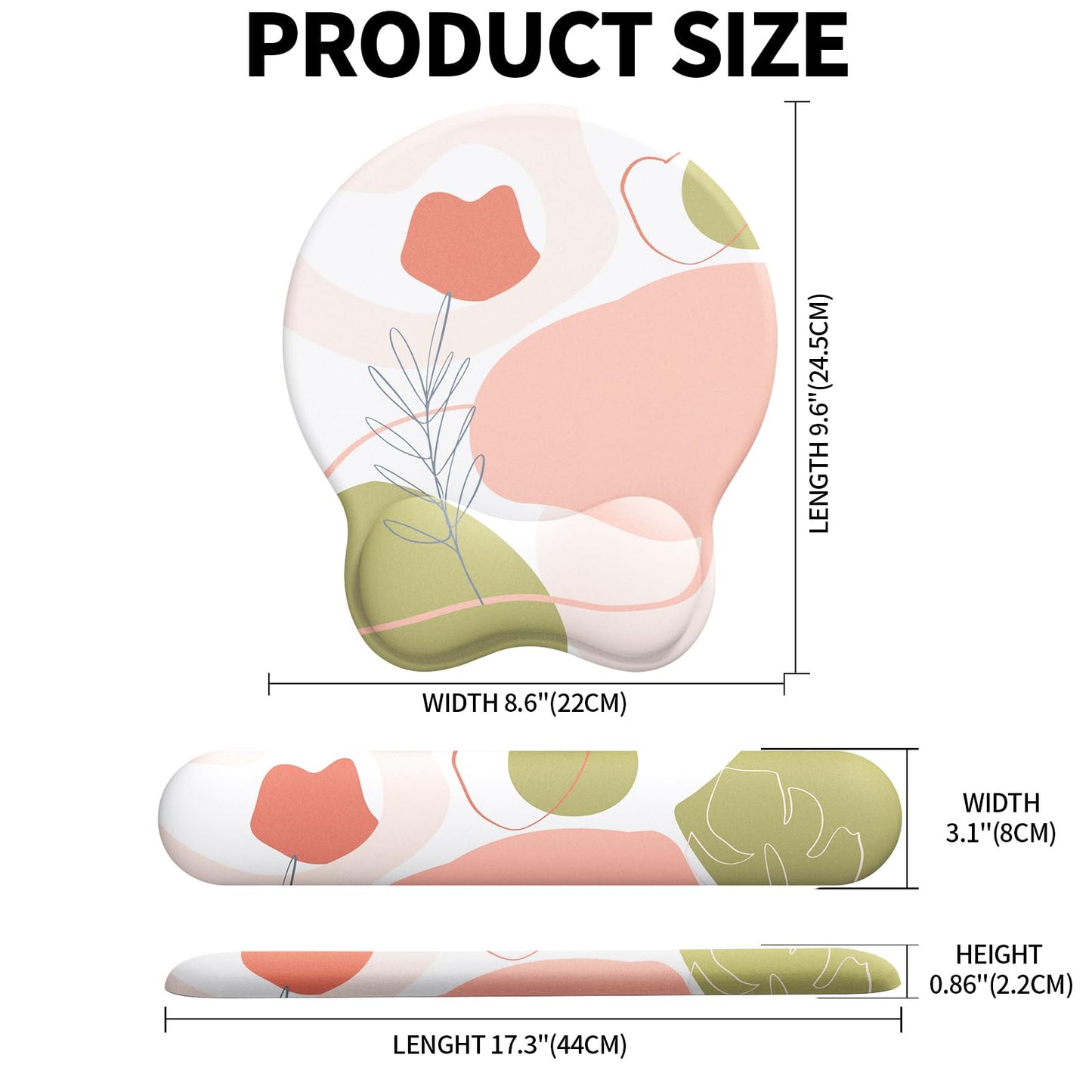 eulps Mouse Pad Wrist Support, Ergonomic Memory Foam Keyboard Wrist Pad & Gel Wrist Rest Set for Computer Keyboard for Easy Typing & Pain Relief for Office & Home (Rose Set)