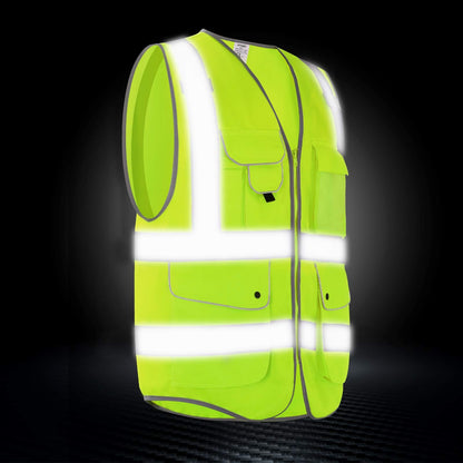 HPHST High Visibility Cycling Vest for Men and Women with Zip Reflective Vest Work Vest EN ISO 20471