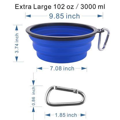 Extra Large Collapsible Dog Bowl, 3L XL Travel Dog Bowl, Foldable Travel Water Dish, 102oz X-Large Portable Collapsable Traveling Bowls with Carabiner for Dogs Walking, Hiking (Red)