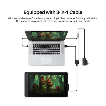 HUION KAMVAS Pro 16 Drawing Tablet with Screen, 15.6 inch Pen Display Anti-Glare Glass 6 Shortcut Keys Adjustable Stand, Graphics Tablet for Drawing, Writing, Design, Work with Windows, Mac and Linux