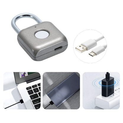 Fingerprint Padlock eLinkSmart Combination Lock - Keyless Locker Lock for School Locker Backpack Suitcase Luggage: Gray Metal Gym Padlock