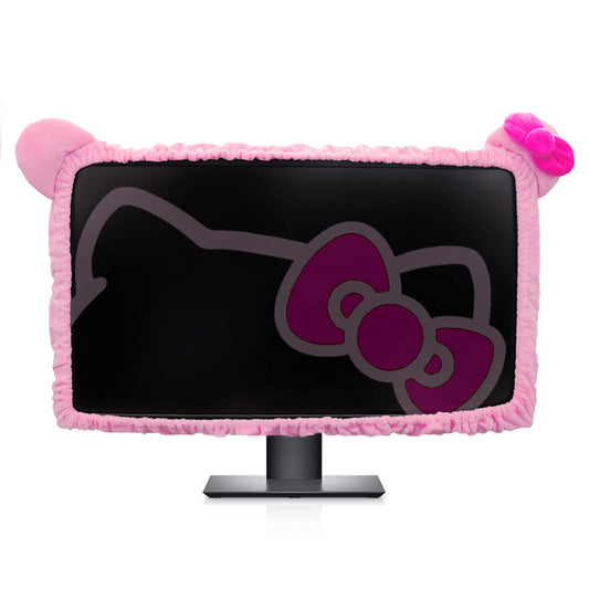 Kakurookie 23'' - 34'' Computer Monitor Protective Cover with Cat Ear Design, Cute Monitor Dust Cover with Furry Design, Elastic Dustproof, Suitable for PC, Tablet, TV