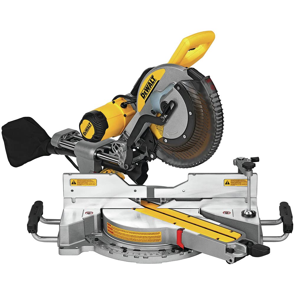 DEWALT Miter Saw, 12 Inch Double Bevel Sliding Compound Miter Saw, Blade Wrench and Material Clamp, Increased Crosscut Capacity, Powerful 3800 RPM Motor, Corded (DWS779)