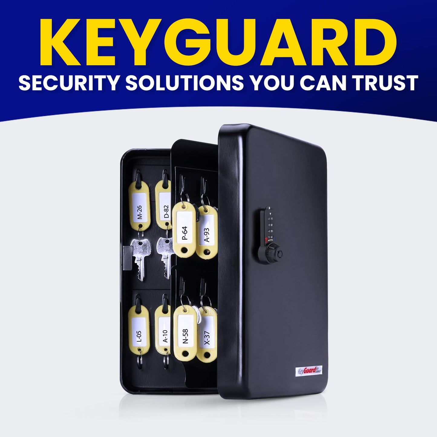 KeyGuard Dual Access Combination Key Cabinet With Black 4-Dial Combi-Cam Ultra - 48 Hook, Conveniently Store Your Keys with 10,000 Possible Combinations, SL-8548-UB