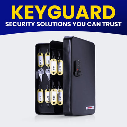 KeyGuard Dual Access Combination Key Cabinet With Black 4-Dial Combi-Cam Ultra - 48 Hook, Conveniently Store Your Keys with 10,000 Possible Combinations, SL-8548-UB