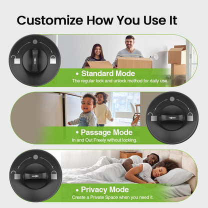GHome Smart 4-in-1 Smart Door Knob Fingerprint Door Lock with Keypad, Biometric & App Control, Keyless Entry for Room, Garage, Office, Apartment, Local Data Storage